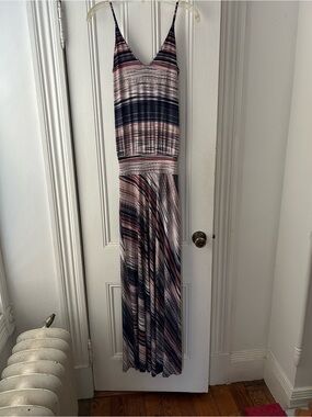 Veronica M | Striped Maxi Dress in Navy, Blush and Cream | Size XS